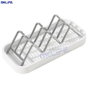 [OKLIFE®]Bathroom Counter Soap Rack Multi Slot Stainless Steel Soap Dish with Removable Drain Tray Anti Slip Soap Holder