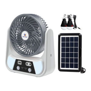 Rechargeable Solar Fan 6 Inch Portable with Lamp Bulb Mini Desk Outdoor Lighting Handheld Fan Kipas Lampu
