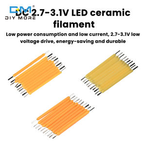 Diymore 10pcs DC 2.7-3.1V LED Ceramic Filament 38mm Rigid Filament LED Vintage Tungsten Filament Incandescent Bulb Replacement Part for Bulb Repair