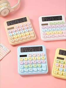 💖Ready Stocks💖 Cute 12-Digit Calculator Colorful Big Button Desktop Calculator Solar Powered for Student Office 4 Colors