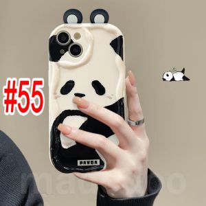 เคสแพนด้า Vivo Y19S Y28 Y02 Y02S Y75 5G Y55 T1 Y16 Y15S Y15A Y01 Y31 Y51A Y95 Y93 Y53S V15 Y91i Y91C Y1S Y85 Y51 2020 Y91 4G V21E S1โปรน่ารักสีครีมเป็นลอนคลื่นหู3D น่ารักหูเคสโทรศัพท์นิ่มเลนส์รูละเอียดขอบกันกระแทก NY 54