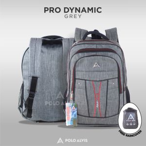 POLO ALVIS - Pro Dynamic Grey Backpack Sekolah Cowok Cewek Tas SMP SMA Tas Punggung Kuat Berkualitas