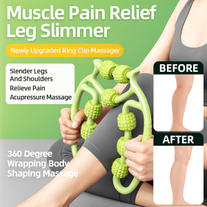 Womens Leg Stretch Massager 360 Degree Leg Massager Muscle Relaxer Legs Yoga Roller 9 Wheels Ring-Shaped Leg Clamp