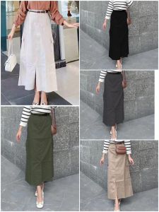 ROK JEANS HIGHWAIST SPLIT A LINE KOREAN STYLE PRODUKSI TANGAN PERTAMA PREMIUM QUALITY