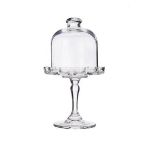 Clear Grade Glass Dessert Display Stand with Dome Cover for Showcasing Cakes Fruits and Appetizers Plate Holders