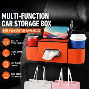 Multi-Function Car Storage Box Backrest Storage Bag Large Capacity Space-Saving Tissue Box