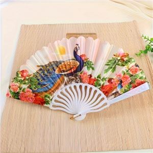 Elegant Peacock & Dragon Bone Design Folding Fan - Durable Oxford Cloth Perfect for Dance & Fashion Accessory Wholesale Plastic Fans