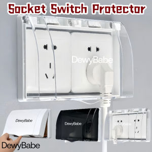 DEWYBABE Double Socket Switch Protector Waterproof Electric Plug Cover Self-adhesive Bathroom Safety Protect