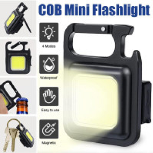 Mini COB Keychain Light Lampu Senter LED Portable USB Gantungan Kunci