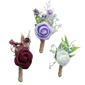 เข็มกลัดดอกไม้ผ้าไหมสำหรับเจ้าบ่าวชุดดอกไม้ประดิษฐ์ซัลเวีย6ชิ้นสำหรับงานแต่งงานสำหรับเพื่อนเจ้าสาวงานพรอมใช้ซ้ำได้