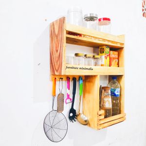 Rak Gantung Dapur Rak Bumbu Dapur Tempat Pisau Botol Kecap Gantungan Sutil