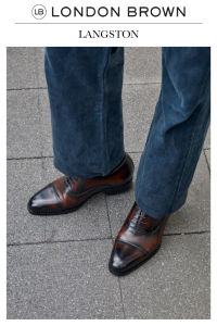 LONDON BROWN - LANGSTON รองเท้าหนังผูกเชือกทรง OXFORDS เสริมความสูงจากในรองเท้า