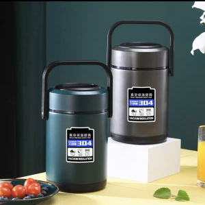 [LOCAL SELLER]1.6L 304 stainless steel vacuum insulated food jar double layer food carrier lunch box with handle 1.6L large capacity insulation food storage leak-proof school office