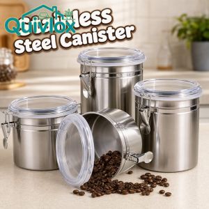 Quivlox Stainless Steel Airtight Food Storage Container Coffee Tea Sugar Dry Goods Kitchen Canister