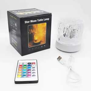 ampu proyektor aurora glow lamp bulat/ lampu tidur RGB remot / lampu estetik / lampu meja kristal