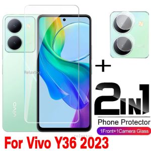 Pelindung Layar Tempered Glass Pelindung Layar Tempered Glass Kompatibel Untuk Vivo Y36 4G Vivo Y36 5G Paket 2 in 1 Paket 2 in 1