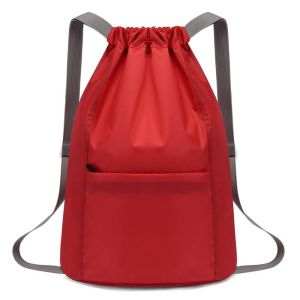 Water Proof Light Weight Draw String Drawstring Sackpack Gymsack Backpack Bag for Travel School Sports Gym