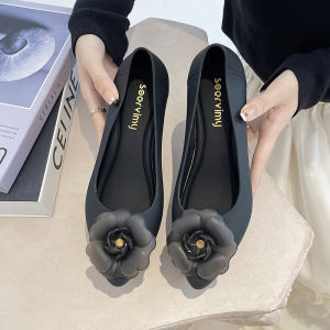 【Ready Stock】Rain shoes non-slip fashion rubber shoes Korean version wedge heel light mouth jelly sandals