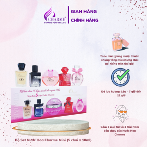 Bộ Set Nước Hoa Charme Mini (5 chai x 10ml) gồm 3 mùi Nữ và 2 Mùi Nam bán chạy của Nước Hoa Charme