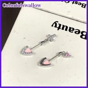 Colorfulswallow 1Pcs Cats Ear Shaped Flash Zircon Heart Cross Pendant Ear Bone Nail Earring For Women Trendy Body Accessories