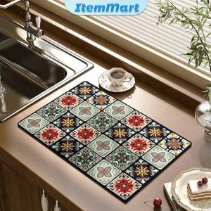 ItemMart Kitchen Draining Mat Non-slip Washable Tableware Mat Foldable Dish Drying Pad 30x40cm