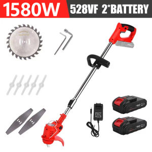 KM Cordless Lawn Mower Set 1880W 998VF With 2 Battery+Full set of Accessories Adjustable Li-ion Electric Grass Cutter Lawn Cutter Mesin Potong Rumput Household Garden Pruning mesin rumput mesin potong rumput