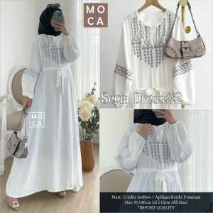 GAMIS DRESS PUTIH SEGIA LD 115 BY MOCA ABAYA PUTIH