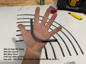 Góc La INOX Đen Gương 10mm bo cong Góc cong la inox trang trí nẹp inox bo cong 10mm góc la bo cong 1cm