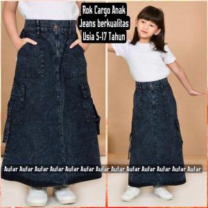 ROK JEANS ANAK PEREMPUAN MODEL CARGO USIA 5-17 TAHUN