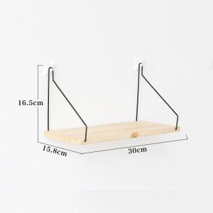 Mounted Wooden Shelf Bracket Shelf Nordic Style Decorative Shelves Storage Rack Home Living Room Bedroom Decoration Ornament