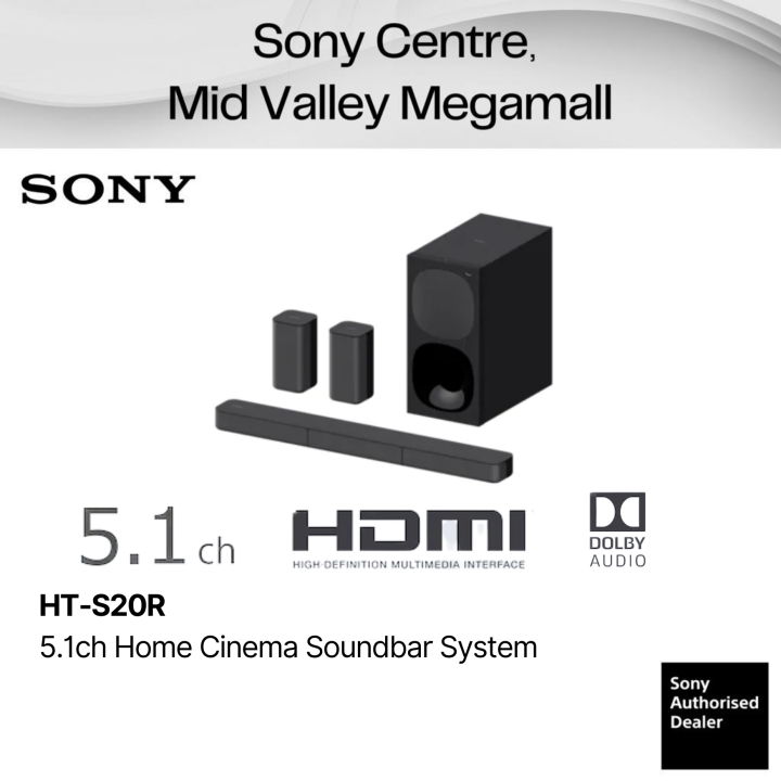 SONY HT-S20R SOUNDBAR WITH WIRED SUBWOOFER AND REAR