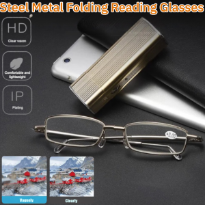 Steel Metal Folding Reading Glasses Anti-Fog HD Anti-blue Light Portable Reading Glasses Set