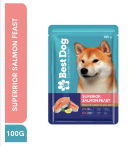 BB Best Dog Pouch SUPERIOR SALMON FEAST Adult Puppy Wet Dog Food 100g (1 pouch)