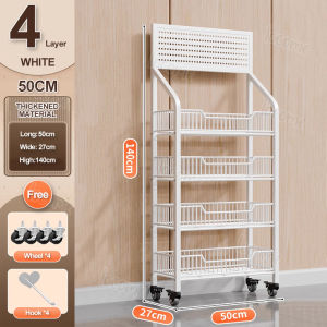 【24 Hours Shipped】Supermarket Shelves Multi Layer Display Stand5 Layers Mobile Metal ShelvesSupermarket shelvesKitchen rack organizeShelf for Convenience StoreSuper load-bearingBlack/white