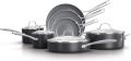 Calphalon Classic Oil-Infused Ceramic PTFE and PFOA Free Cookware, 11 Piece Frying Fry Pan Saucepan Cooking Pots and Pans Cookware Set, Dark Gray. WORKS ON INDUCTION HOB COOKER. 