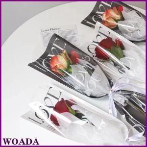 WOADA 20 chiếc túi đóng gói hoa hồng trong suốt tình yêu bó hoa túi Nhựa Bó hoa giấy gói đơn một túi thẳng bao bì hoa