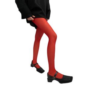 Women Solid Candy Colored Thin Seamless Pantyhose Spring and Summer Semi Opaque Colorful Elastic Footed Tights Stockings