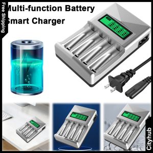 【VIP】 Smart 4 Slot Battery Charger for AA AAA Batteries LCD Screen NIMH NI-CD Rechargeable Batteries Compatible with Camera Accessories