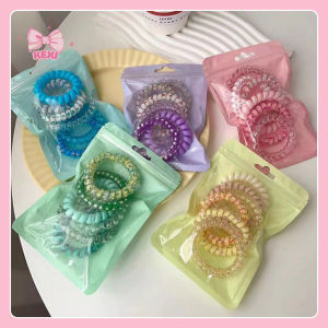 Set 6 dây buộc tóc lò xo Kexi style Hàn Quốc chun buộc tóc co giãn nhiều màu không gây đau tóc