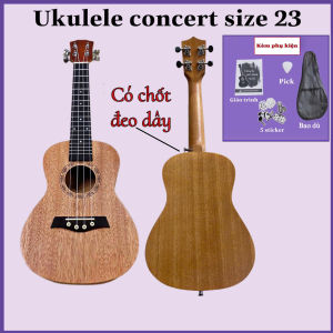Đàn ukulele concert size 23 gỗ mahogany 3 lớp - Kèm bao dù sách pick 5 sticker - Cao 62cm