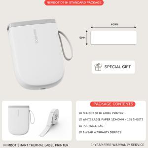 Niimbot D11 Label Printer Portable Bluetooth Wireless Thermal Smart Label Maker for IOS Android Phone Inkless High Resolution 300dpi Cable Management Solution