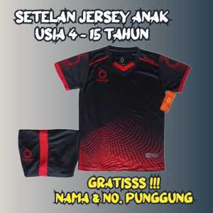 Jersey bola bola futsal badminton anak laki-laki dan perempuan custom nama dan nomor punggung usia 4 - 15 tahun
