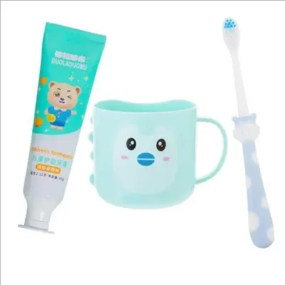 Kid Toothbrush Set with ToothbrushToothpast Cup set for Baby Fruit Favor Toothpaste