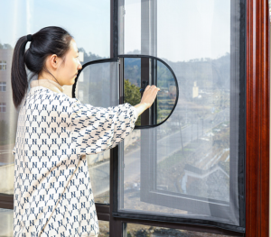 SD (2nd Generation) Easy DIY Magnetic Mosquito Screen Net DIY Window Screen Nylon Mesh Curtain Kit with Stick Velcro (NO Need Toos)--Gray Screen Window Black Welt --Zipper Opening--Custom size-2