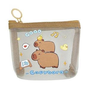 Túi lưới với dễ thương capybara in thực tế và di động Túi lưu trữ túi đựng tiền lẻ cho EVERYDAY mua sắm và du lịch