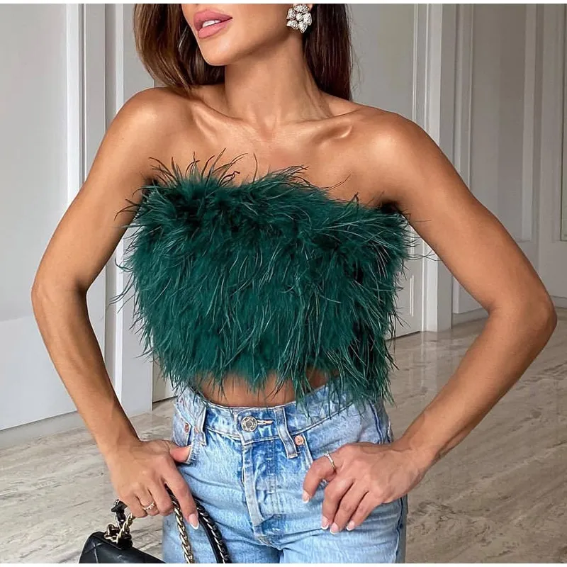 2022 New Fashion Women Sexy Furry Tops Camis Women Casual Tank