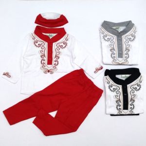 Baby Pesek Baju Setelan Koko Muslim Bayi Laki-Laki Cowok Bordir KK02 (2-12 bln)