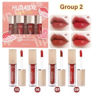 4Pcs/1 set Lip Set Matte Liquid Soft VE Moisturizing Lipstick Long Lasting Lipgloss Makeup Lip Tint