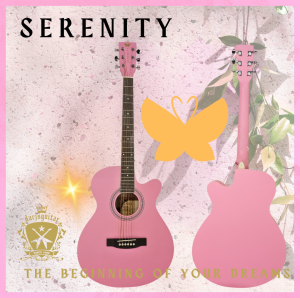 Serenity Beginner Acoustic Guitar Satin Pink Free Bag Strap Capo Pickcase pick Tuner
