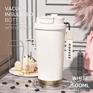 แก้วกาแฟพกพา แก้วสูญญากาศ สแตนเลส316 แก้วเก็บร้อน/เย็นขนาด500ML พร้อมสายห้อยน่ารัก  แก้วกาแฟเก็บอุณหภูมิ พกพาสะดวก เก็บความเย็นได้นาน ดีไซน์กระทัดรัด